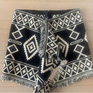 Isabel Étoile Marant Southwestern Black Aztec Fringe Mini Skirt Size 38